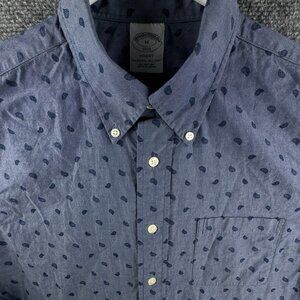 Brooks Brothers Button Up Shirt Long Sleeve Cotton Blue Paisley Medium Regent